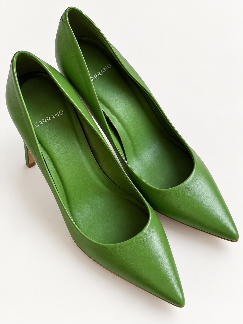 Carrano Green Leather Pointed Toe Stiletto Pumps Heels Size 10